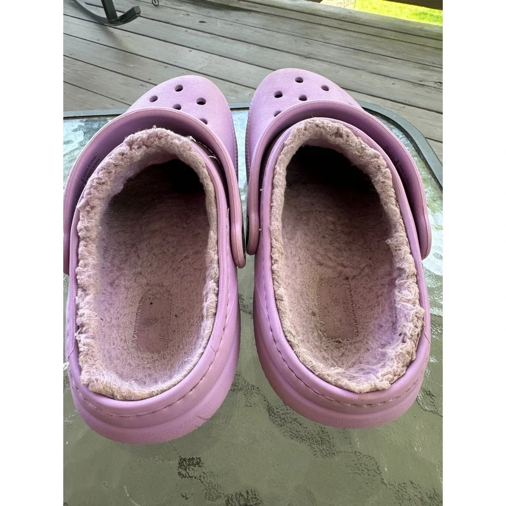 Crocs Classic Lined Clog Lavender Fuzzy Warm Slip On Shoes Junior Size 3 Crocs